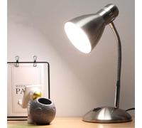 Lampada da comodino Vintage in Legno con cavo Interno regolabile, Stile retrò, in Argento Classico, con attacco E27, in Acciaio INOX, Luce notturna, scrivania, lettura, p