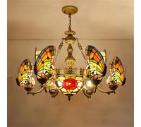 Lampadario a forma di farfalla di lusso contemporaneo a LED, stile americano, per soggiorno, ristorante, camera da letto, villa, hotel, bar, KTV, club, lampada a sospensione in vetro colorato (6 luci