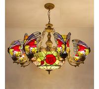 Lampadario a forma di farfalla, stile americano, a LED, di lusso europeo, per soggiorno, ristorante, camera da letto, hotel, villa, caffetteria, bar, club, lampada a sospensione in vetro colorato (8