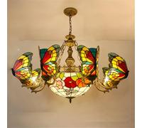 Lampadario a forma di farfalla, stile americano, a LED, di lusso europeo, per soggiorno, ristorante, camera da letto, hotel, villa, caffetteria, bar, club, lampada a sospensione in vetro colorato (8