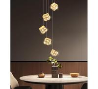 Lampadario Moderna Cristallo Di K9 Lampada A Suspende Lampade Della Tabella Di Pranzo con Telecomando Dimmerabile 5 Teste Luci Pendenti for Camera Da Letto Ufficio Cucina Lampada(A)