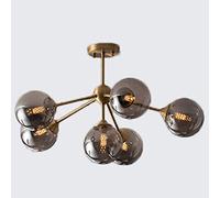 Lampadario moderno a sospensione, stile nordico, interamente in rame, da soffitto, con illuminazione a molecole, in ottone, per cucina e camera da letto, montaggio a filo (dimensioni: 6 teste, colore