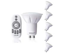 Lampaous Bombillas LED GU10 5W Bombilla 50W Lámpara Halógena Equivalente,Regulable 2700K-6500K,iluminación inteligente,Compatible con Lampaous 2.4G Control remoto,Clase de eficiencia energética A+