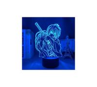 Lámpara 3D Anime Rurouni Kenshin Himura Figura Luz LED para Decoración de Dormitorio Lámpara de Noche
