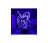 Lámpara 3D Anime Rurouni Kenshin Himura Figura Luz LED para Decoración de Dormitorio Manga Regalo de