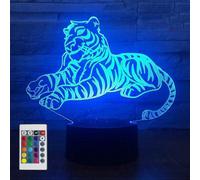 Lámpara 3D de tigre, luz nocturna decorativa, 16 colores cambiantes, luz LED para niños, control remoto táctil inteligente, lámparas de noche, de