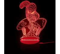 Lampara 3D Juguete de luz nocturna 3D, adecuado para la decoración del hogar de la habitación de los niños 16 cambios de color con control táctil y con mando regalos de cumpleaños (Spiderman)