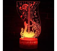 Lámpara 3D para guitarra (ilusión óptica, luz nocturna, 7 cambios de color, interruptor táctil, lámpara de escritorio, decoración, regalo de perfecto con juguetes acrílicos USB