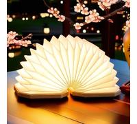 Lámpara a pilas, lámpara de mesa recargable, lámpara de papel, luz de libro plegable de 1200 mAh, lámpara de escritorio japonesa con 2 colores, lámpara plegable de madera, regalos novedosos para
