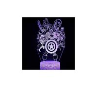 Lámpara acrílica 3D de los Vengadores de Marvel, luz nocturna de ilusión de superhéroe, Iron Man, Spider-Man,