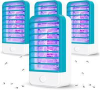 Lámpara Anti Mosquitos,4pack Mata Moscas y Mosquitos Eléctrico, Lámpara Antimosquitos para Interior, Mata Moscas Electrónico, Ilumina y Mata Insectos Voladores (4pack-Blue)