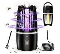 Lámpara Antimosquitos Eléctrico, 4000mAh Recargable Matar Repelente de Insectos Interior Exterior lampara Antimosquitos Anti Mosquitos Control de Plagas para Patio Trasero Camping (Negro Intenso)
