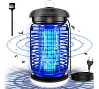 Lámpara Antimosquitos Electrico con LED, Mata Mosquitos Electrico 4200V 15W UV Lampara Mosquitos, IPX4 Impermeable,Area Efectiva 140m² para Interior y Exterior