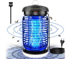 Lámpara Antimosquitos Electrico con LED, Mata Mosquitos Electrico 4200V 15W UV Lampara Mosquitos, IPX4 Impermeable,Area Efectiva 140m² para Interior y Exterior