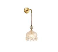 Lámpara Aplique de pared de cristal de lujo ligero Lámpara de pared de cobre de estilo francés con pantalla de vidrio y lámpara de pared retro con forma de gota de lluvia de cristal Pasillo Cafés
