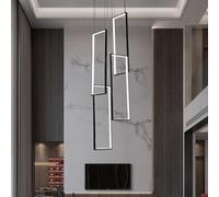 Lampara Araña Led Cuadrada Escaleras,Lamparas De Techo Salon Regulable En Altura,Candeeiro Teto Regulable Sin Niveles Para IluminacióN De Escaleras Islas De Cocina VestíBulos Villas,4 Luces