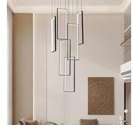 Lampara Araña Led Cuadrada Escaleras,Lamparas De Techo Salon Regulable En Altura,Candeeiro Teto Regulable Sin Niveles Para IluminacióN De Escaleras Islas De Cocina VestíBulos Villas,6 Luces