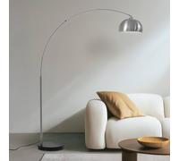 Lámpara arqueada Hernando de Lindby, níquel, acero, altura 188 cm