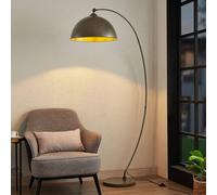 Lámpara arqueada Jonera de Lindby, gris, metal, E27, 185 cm de altura