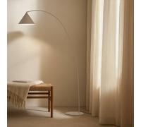 Lámpara arqueada Lindby Triangolo, beige, altura 195 cm, metal, E27