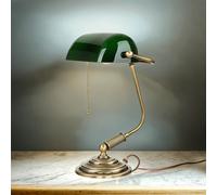 Lámpara Banquero de Escritorio Latón Cristal 37,5 CM E27 Cuerda Tischleuchte