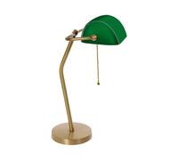 Lámpara Banquero de Mesa E27 47 CM en Bronce Verde Cristal Latón Macizo Cuerda