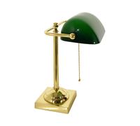Lámpara Banquero Latón Cristal 34CM Cuerda Verde E27 Orientable Tischleuchte