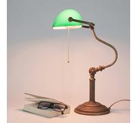 Lámpara Banquero Latón Cristal Interruptor en Bronce Verde Nouveau de Escritorio