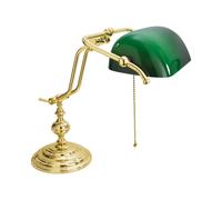Lámpara Banquero Latón Cristal Verde 38CM E27 Nouveau Interruptor Tischleuchte