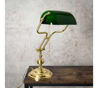 Lámpara Banquero Tischleuchte Ajustable 47CM Cuerda Latón Cristal Verde E27