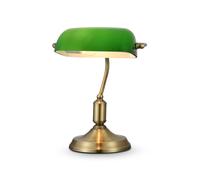 Lámpara Banquero Verde Latón 36cm Alto Metal Cristal E27 Nouveau de Escritorio