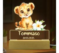 Lampara Bebe Personalizada, Nombre y Fecha de Nacimiento DIY Lámpara Mesita Noche Infantil Personalizada, Regalo Bautizo niño, Para Recién Nacidos, Bebé Regalos de cumpleaños y Navidad (de colores)