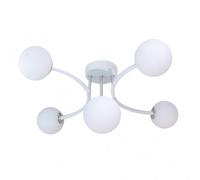 Lampara blanca con detalles cromo modelo la habana 5 luces fabrilamp