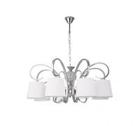 Lampara bogota 8xe14 cromo pantalla blanca regx75x75 cm