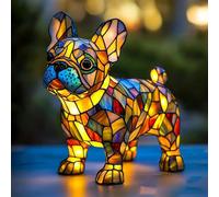 Lámpara Bulldog Francés, 7.87 Pulgadas Serie Perros Luz Arte, Lámpara Escritorio Mesa Resina Manchada Lámpara Escritorio, Lámparas Mesas Noche Temáticas Animales Lindos, Para Decor Dormitorio Hogar