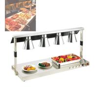 Lámpara calentadora de alimentos, calentador de bufé, placa calefactora eléctrica de acero inoxidable, de uso comercial, con protector de vidrio para cocina de restaurante y calentador de bufé.