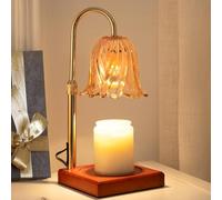 Lámpara calentadora de velas, calentador de velas regulable, altura ajustable, temporizador, decoración del hogar, calentador de cera para cera perfumada con 2 bombillas, regalos para el día de la
