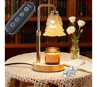 Lámpara calentadora de velas con regulador de temporizador, luz eléctrica de altura ajustable, pantalla de cristal, calentador de velas para tarro de cera, quemador sin llama con 2 bombillas, regalos