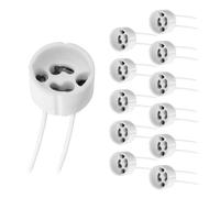 Lámpara Casquillos GU10 para Bombilla Halógena y LED, 0-250V, 2A Max. 300W, Portalámparas Cerámica con Cable de Silicona, Base GU10 para Cambiar Halógenas por LED, Pack de 12