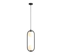 Lámpara Colgante 2 Focos E14 Negra Blanca Vidrio Metal Moderna Salón