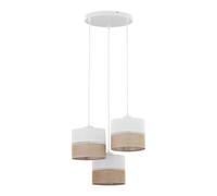 Lámpara Colgante 3-flammig Tela Yute Boho E27 Pendelleuchte Salón Comedor