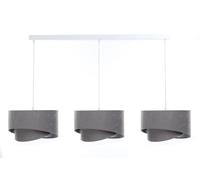 Lámpara Colgante 3 Focos Blanca Gris Plateada E27 Tela Moderna Mesa De Comedor