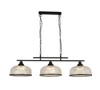 Lámpara Colgante 3 Focos E27 B: 99 Cm Metal Vidrio Negro Claro Mesa De Comedor