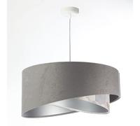 Lámpara Colgante Ajustable De Tela Ø 50 Cm Gris Beige Plata E27 Moderna