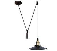 Lámpara colgante, altura ajustable, iluminación de polea industrial, luz rústica para colgar en el techo, lámpara de isla Edison para granja, comedor, cocina, pasillo, negro, casquillo E27 H