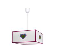 Lampara colgante amor 1xe27 blanco/rosa regx35x35 de fabrilamp.