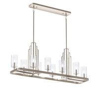 Lámpara Colgante Art Déco De 113,7 Cm E14 Ajustable De Metal Y Vidrio