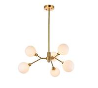 Lámpara colgante artística de 31 pulgadas con diseño molecular para dormitorio, lámpara de techo de cristal con forma de globo nórdico, dorada, para sala de estar y restaurante, dorada, 12 luces