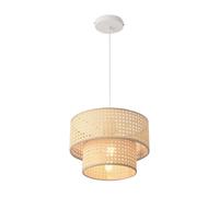 Lámpara colgante ascot dobe pantalla 1xe27 ø30cm - ratán / blanco [lux.pro]