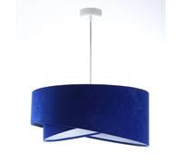 Lámpara Colgante Azul Blanca E27 D: 50 Cm Tejido Terciopelo Óptica Salón